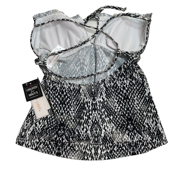 Salt + Cove Simple Scale Keyhole Tankini Top Black White Small New - Picture 5 of 6